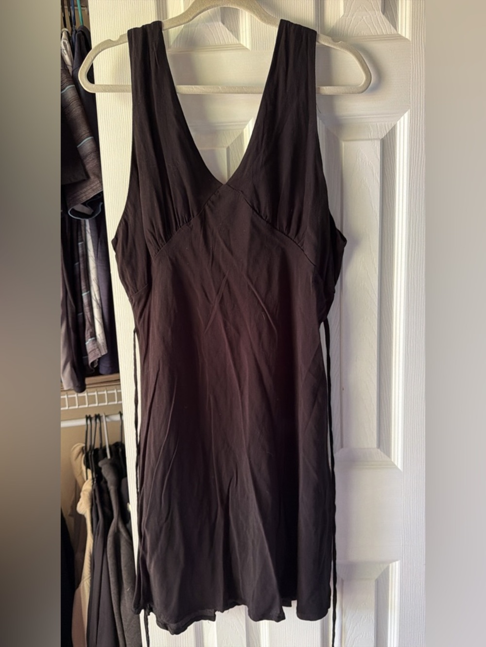 wild fable Black Sleeveless V-Neck Mini Dress with Side Ties